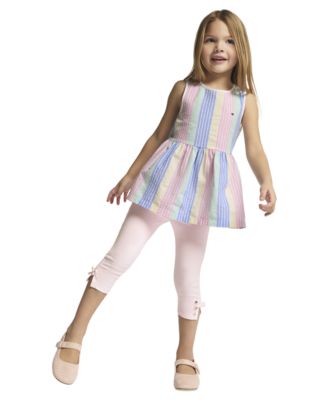 Girls' 4-6X Sleeveless Tunic Top & Capri Leggings, 2-Piece Set