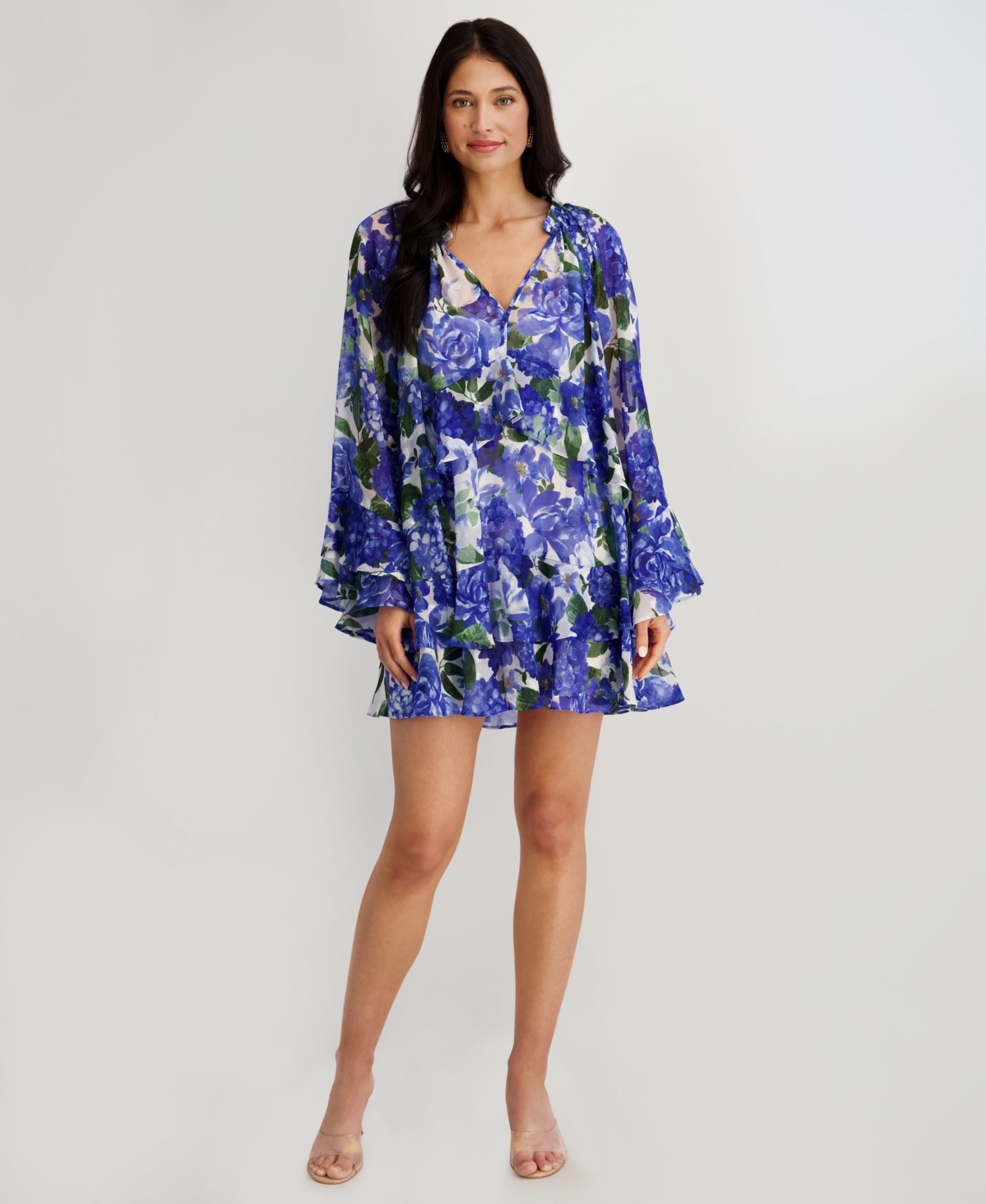 Women's V-Neck Printed Burnout Dress