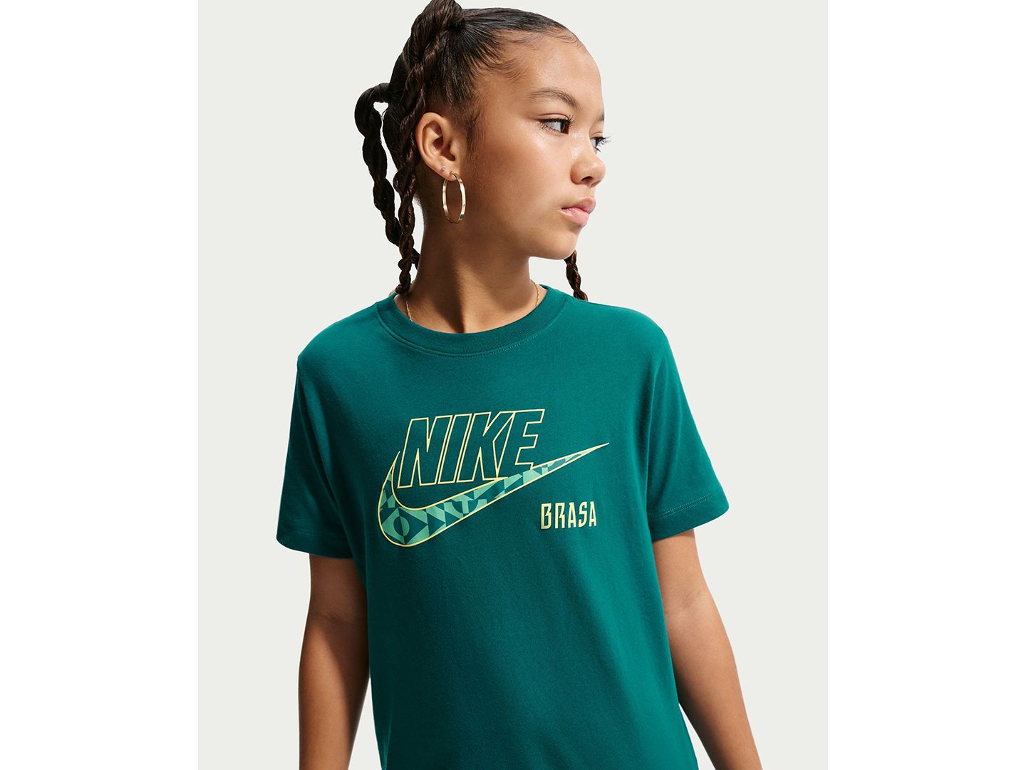 Детская футболка Nike Brazil Futura Soccer, цвет: Бирюзовый — фото 2