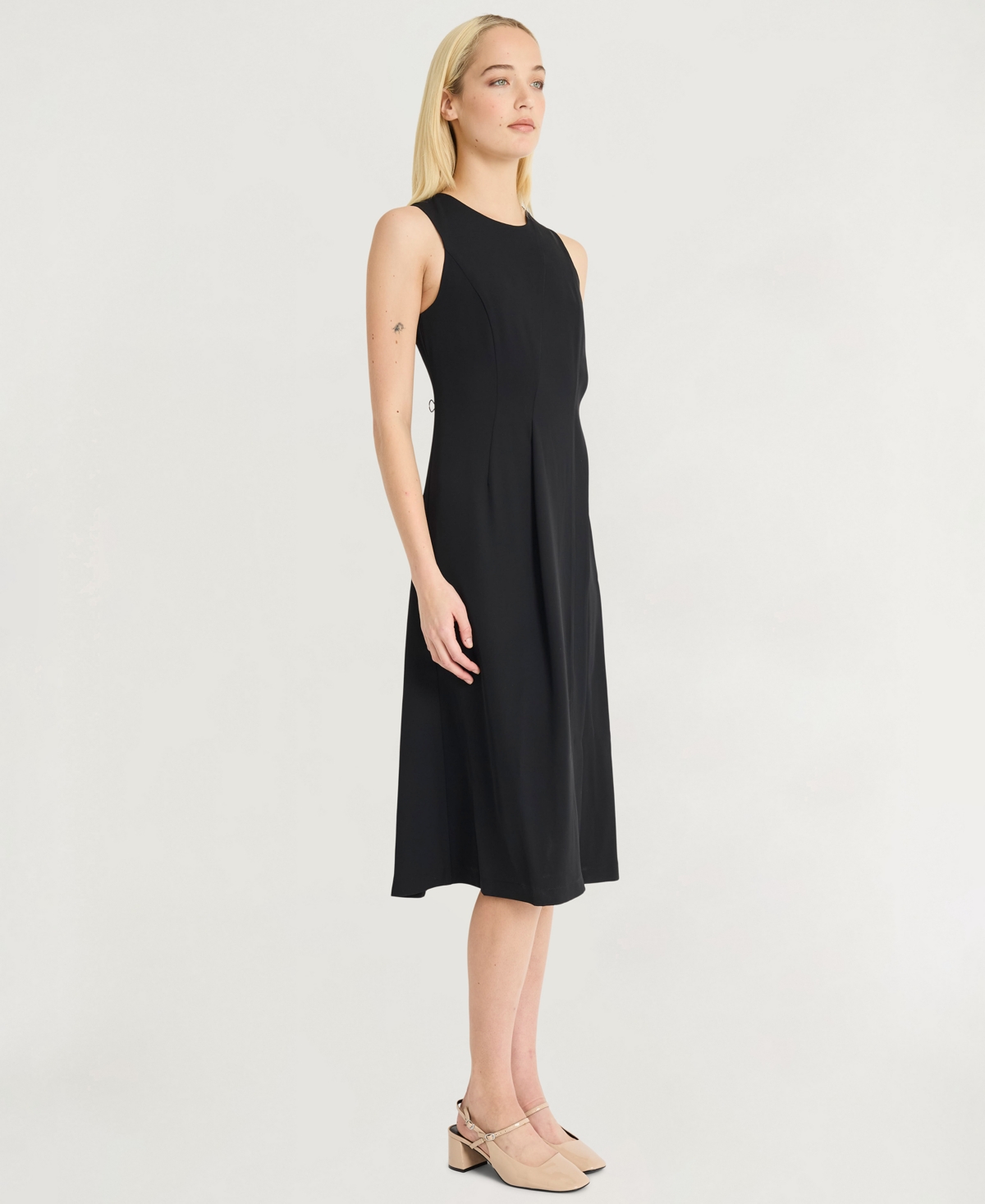 Luxely Women's Sleeveless Seam Detail Midi Dress