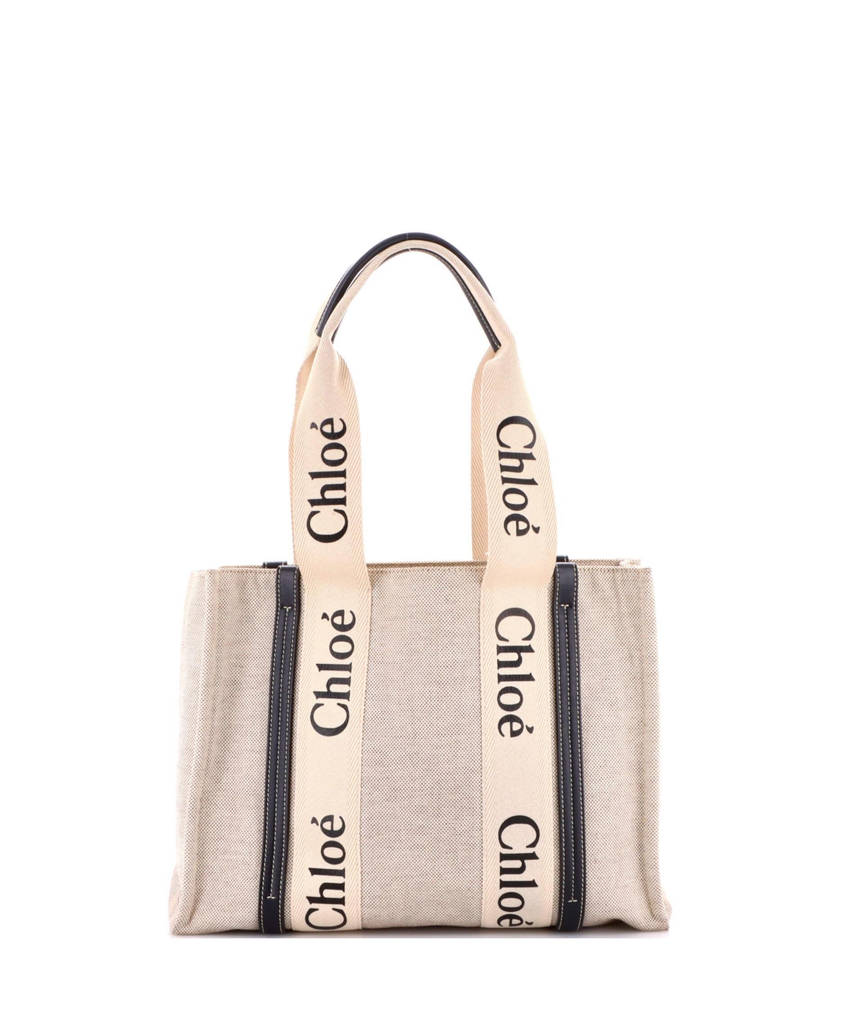 Pre-Owned Chloe Medium Woody Tote Canvas with Leather