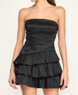 Juniors' Strapless Shirred Bodice Dress