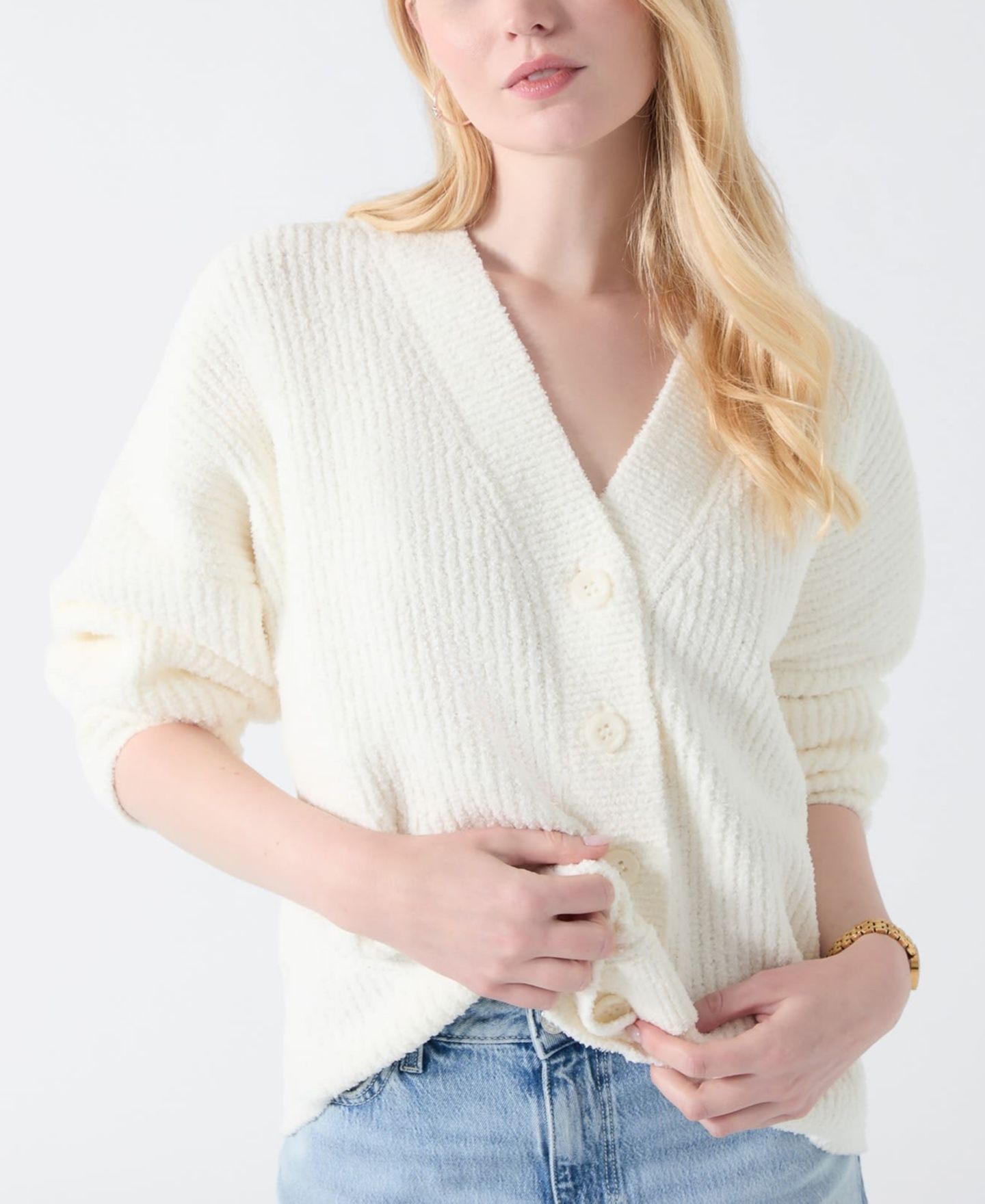 Женский кардиган GUESS Lana Oversized Long-Sleeve, цвет: Белый — фото 3