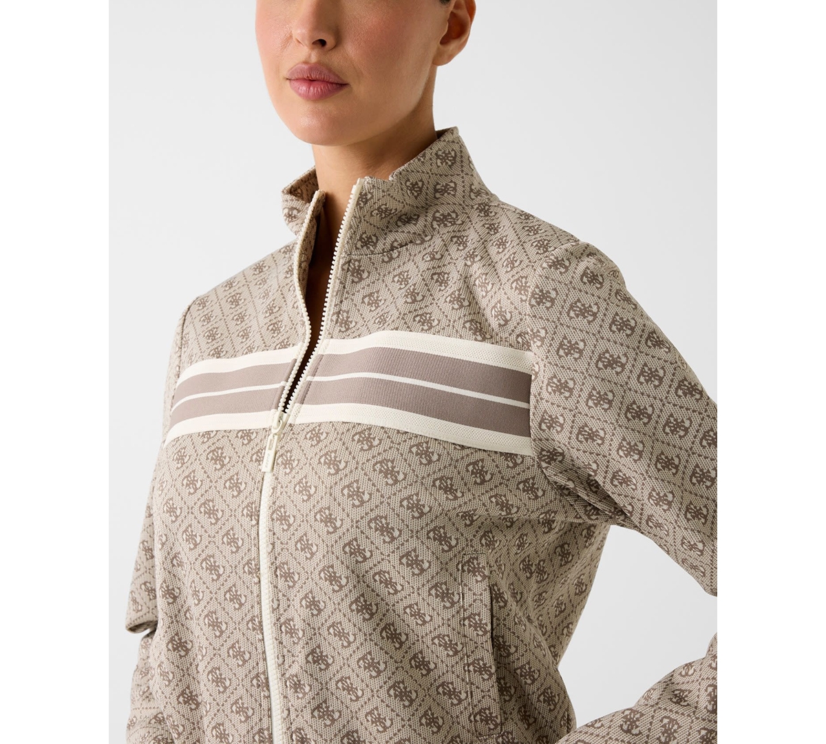 Guess Women's Full-Zip Jacquard Sweatshirt