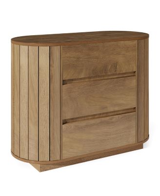 Large Nightstand Set of 2, Oversized Night Stand with 3 Drawers, Slatted Side Design Wood Nightstand, 35" Wide End Tables, Modern Dresser