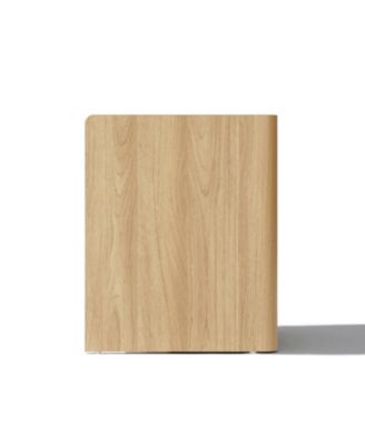 Hazel Oak Nightstand & End Table with Storage, Raised Sides, Faux Marble Top, Durable Manufactured Wood