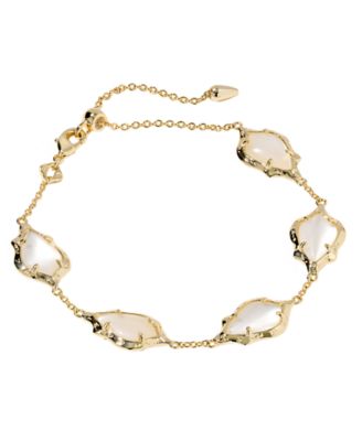 Imitation Pearl and 14k Gold Over Brass Adriana Scallop Frame Chain Bracelet