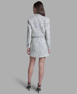 Women's Tweed Open Front Fringe Jacket