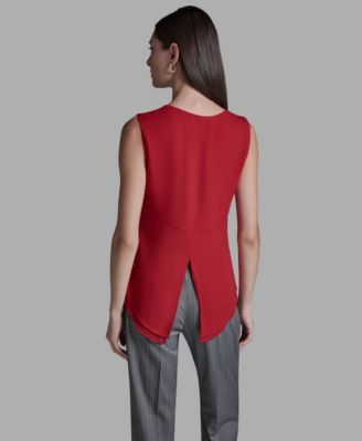 Women's V-Neck Lace Detail Pull-On Top