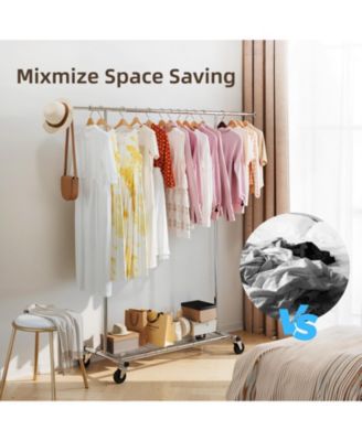 Adjustable Rolling Garment Rack with Extendable Hanging Rod