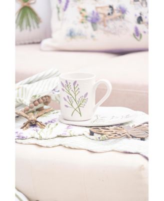 Lavender Wagon Field Village Eau de Lavande Graphic Print Throw Indoor/Outdoor Accent Pillow, 18" x 18.