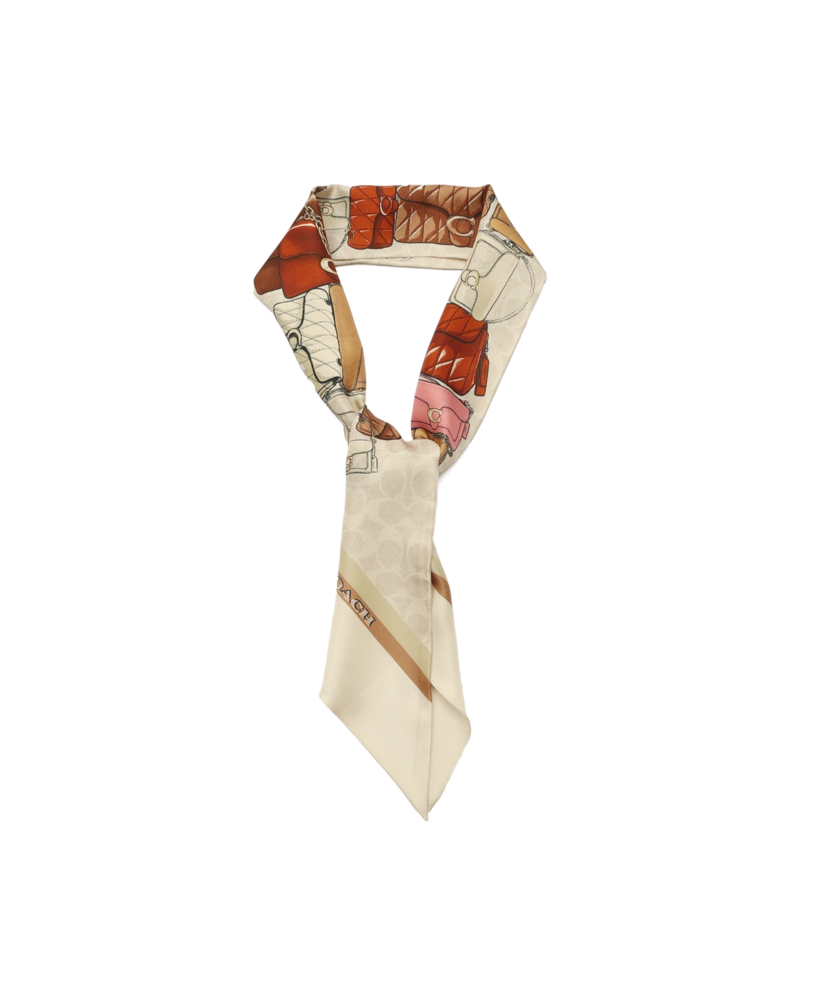 Coach Women's Stacked Tabby Printed Wide Silk Skinny Scarf
