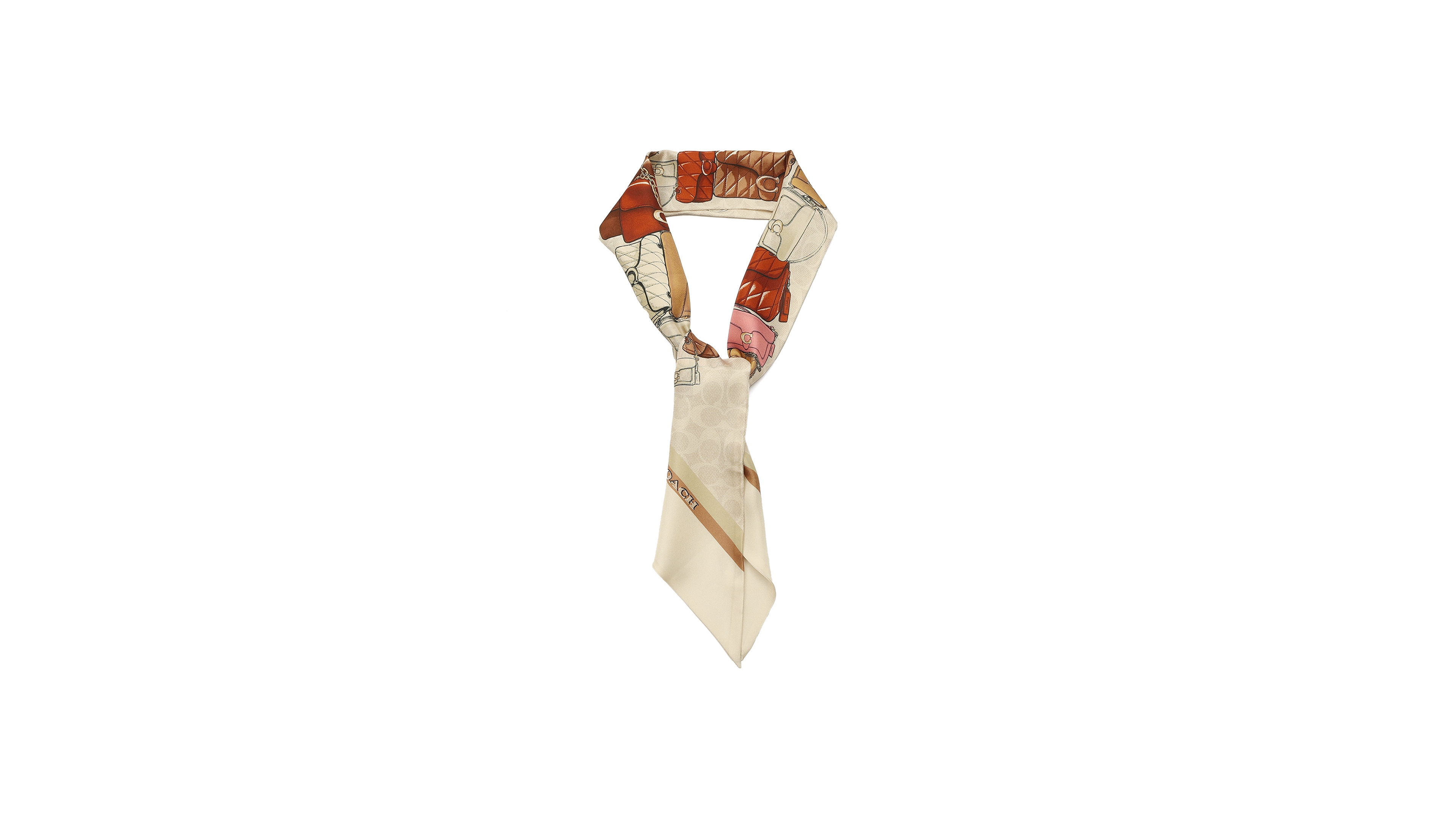 Coach Women's Stacked Tabby Printed Wide Silk Skinny Scarf