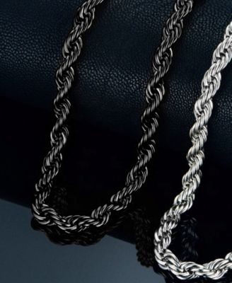 Men's Stainless Steel Black Plated Twisted Rope Chain Bracelet