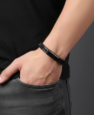 Men's Axion Leather & Stainless Steel Bracelet