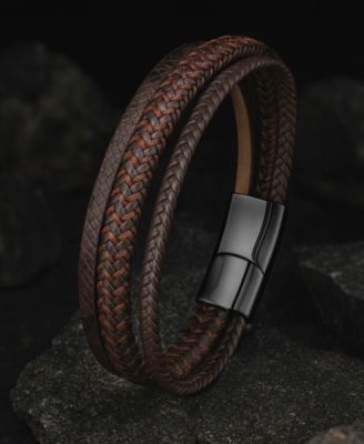 Men's Ardent Leather & Stainless Steel Bracelet
