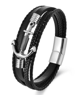 Men's Harbor Leather & Stainless Steel Bracelet