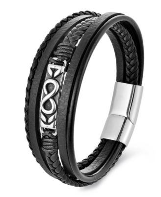 Men's Stratos Leather & Stainless Steel Bracelet