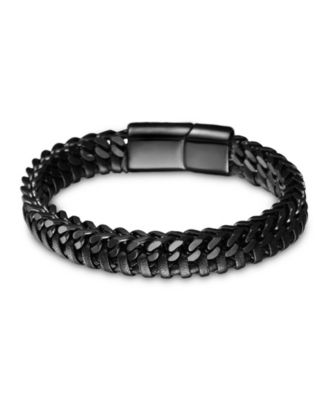 Men's Monarch Leather & Stainless Steel Bracelet
