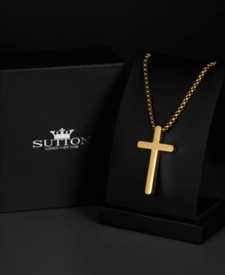 Men's Faith Cross Stainless Steel Pendant Necklace in 14k Gold-Tone