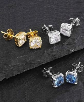 Men's Talon Iced Blue Stud Earrings in Sterling Silver