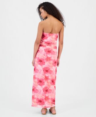 Strapless Mesh Maxi Dress