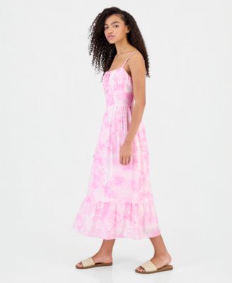 Juniors' Printed Tiered Midi Dress