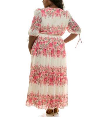 Women's Plus Size Floral Chiffon A-Line Midi Dress