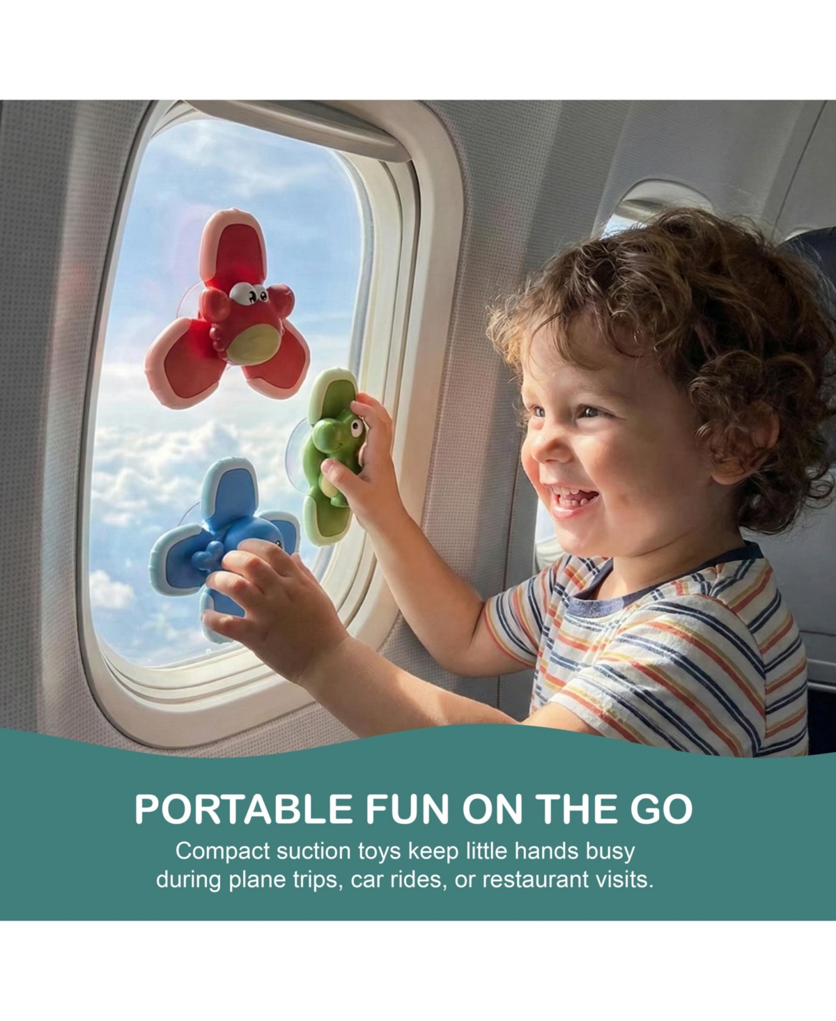 Sperric Toddler Cartoon Suction Cup Spinner Toys for Toddlers, 3 Pc Sensory Fidget Spinners, Bath Toys 1-3, Interactive, Engaging Fidget Toys