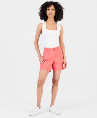 Women's Petite Mid-Rise Comfort-Waist Cargo Shorts