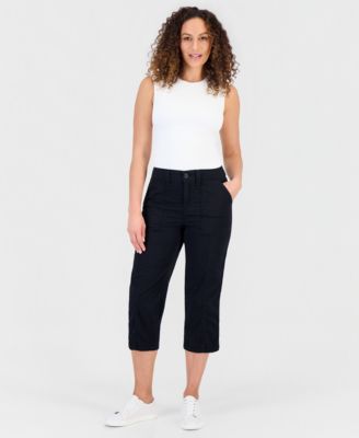 Petite Seam-Detail Utility Capri Pants