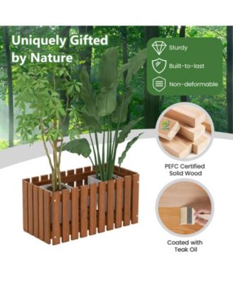 Wooden Raised Planter Box for Flower and Vegetable Gardening