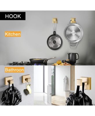 5 Pieces Bathroom Hardware Set, Towel Bar, Towel Holder, Toilet Paper Holder and Towel Hook, Stainless Steel Bath Accessories Kit - Gold