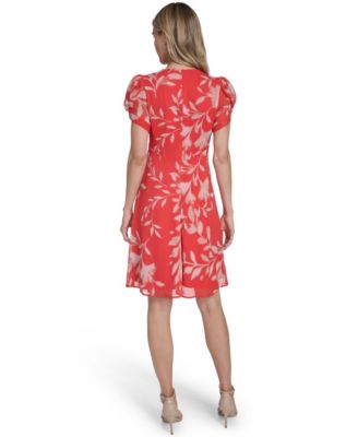 Petite Short-Sleeves Chiffon Dress