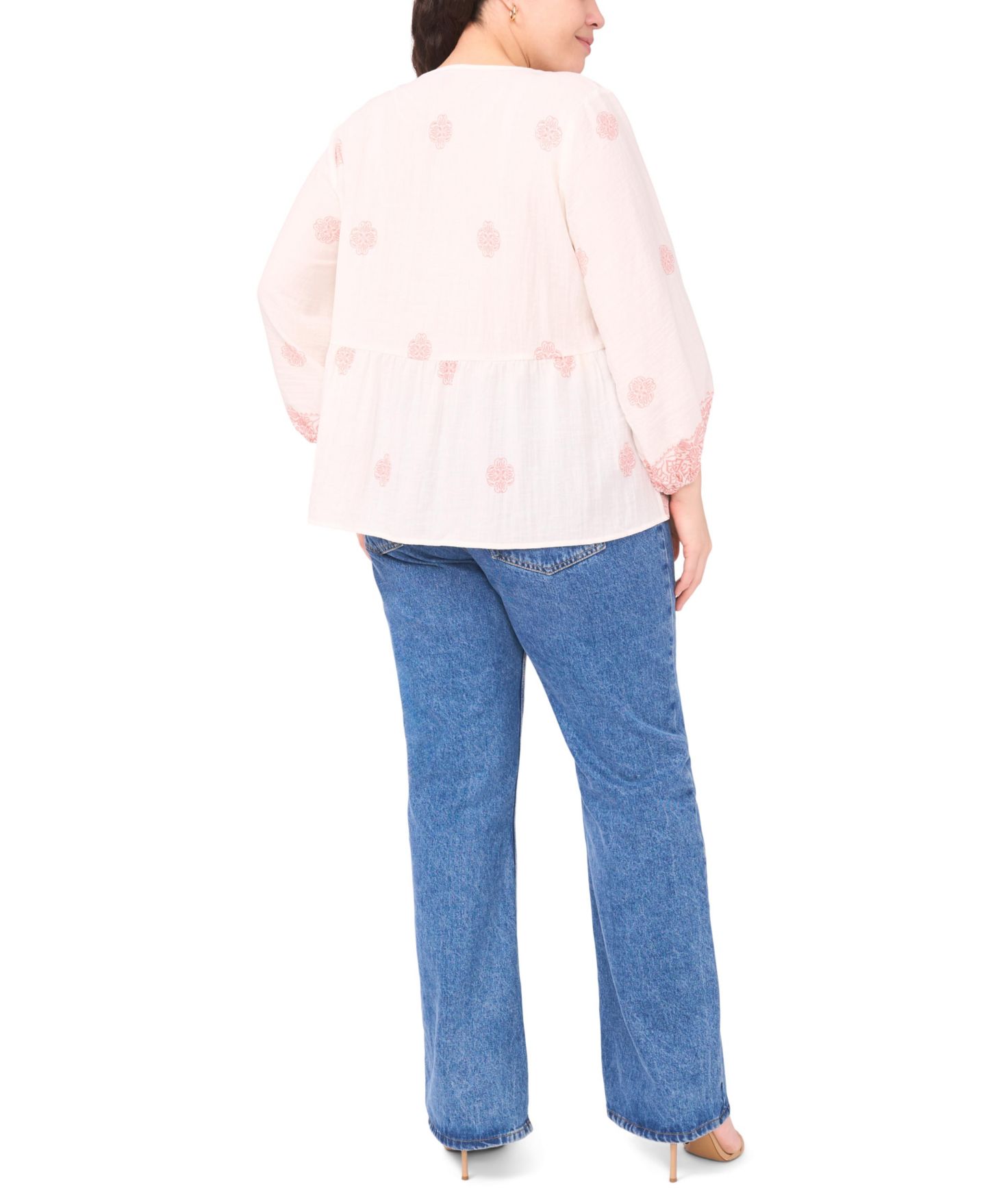 Женская блузка Vince Camuto Plus Size Neck Tie Peasant Blouse, цвет: Розовый — фото 4