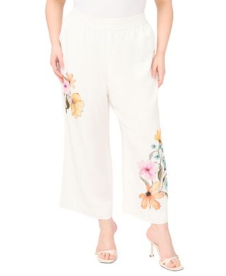 Plus Size Smocked Waist Wide-Leg Pants