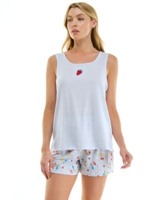 Women's Sleeveless Tank Top and Pajama Shorts, 2-Piece Set