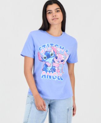 Juniors' Stitch and Angel Graphic Print T-Shirt
