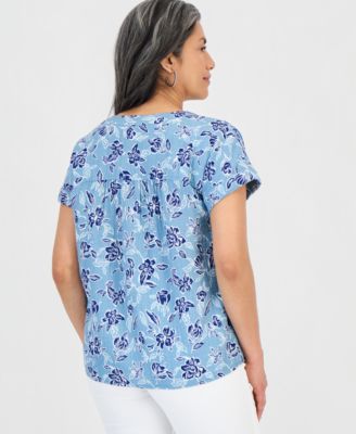 Petite Cotton V-Neck Short-Sleeve Top