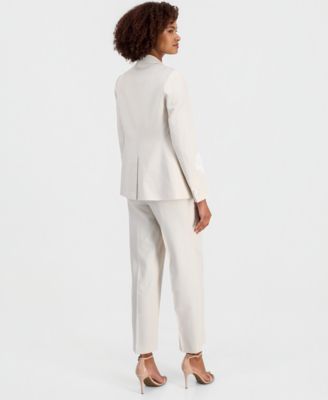 Women's One-Button Embroidered Blazer & Wide-Leg Pants