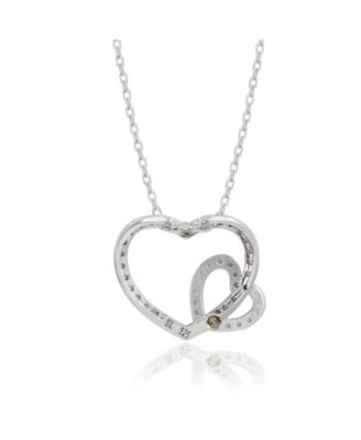Suzy Levian Sterling Silver Sapphire & Created White Sapphire Double Heart Pendant Necklace