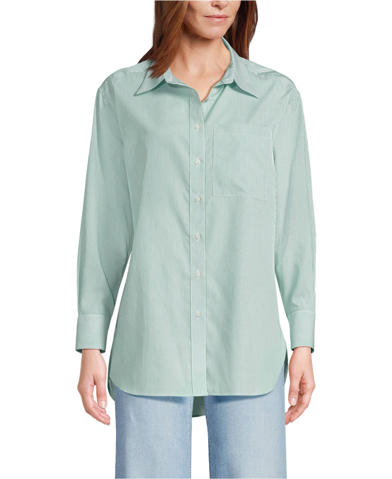 Women's Oversized No Iron Tunic with Statement Collar Shirt