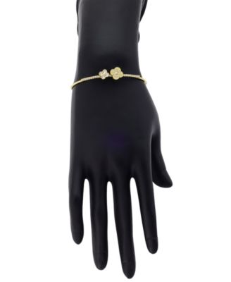 Cubic Zirconia Double Clover Cuff Bracelet