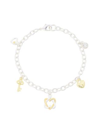 Cubic Zirconia Open Heart Charm Bracelet