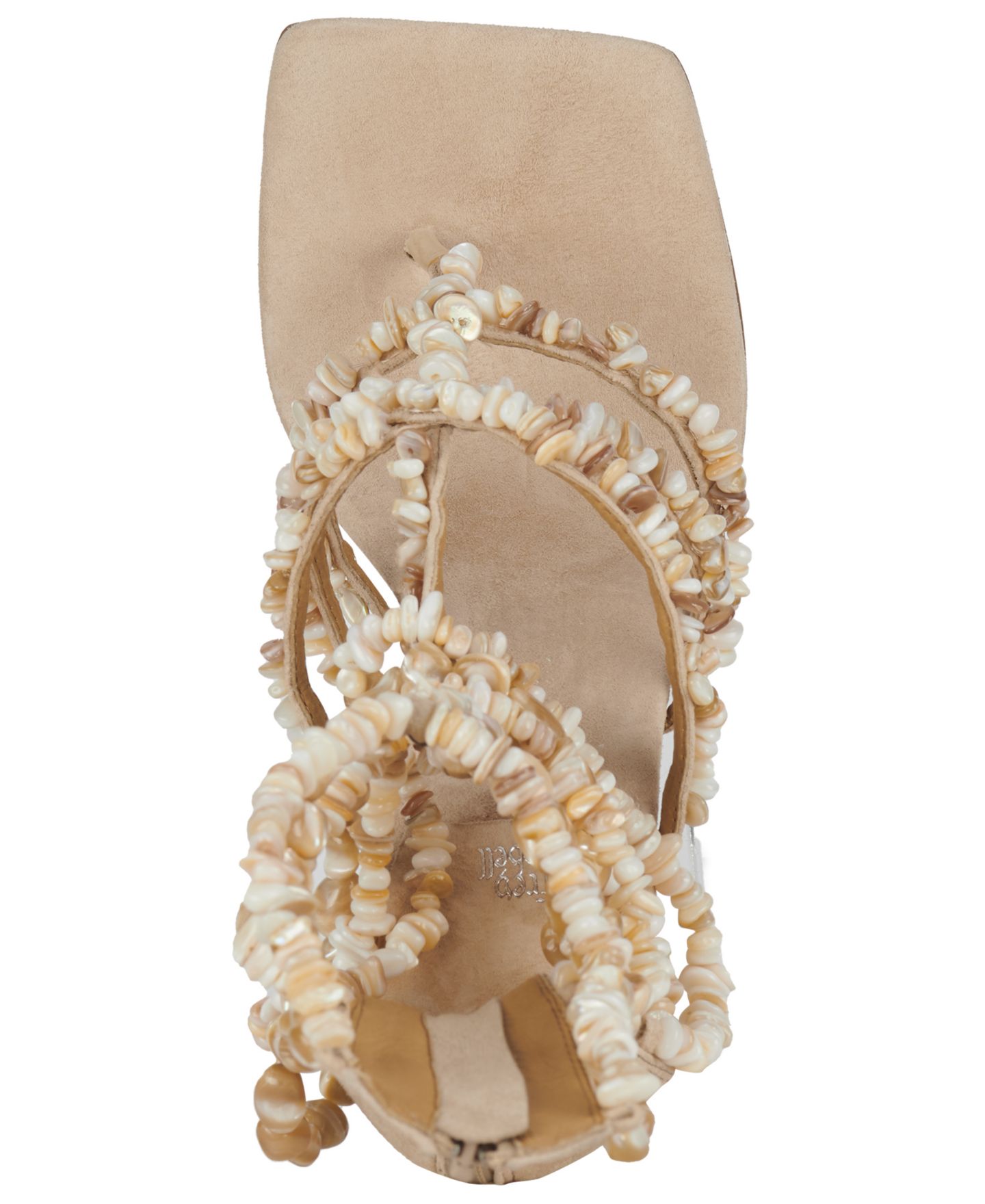 Женские сандалии Jeffrey Campbell Seashore Seashell Wedge, цвет: Бежевый / Ракушечный комбинированный — фото 4