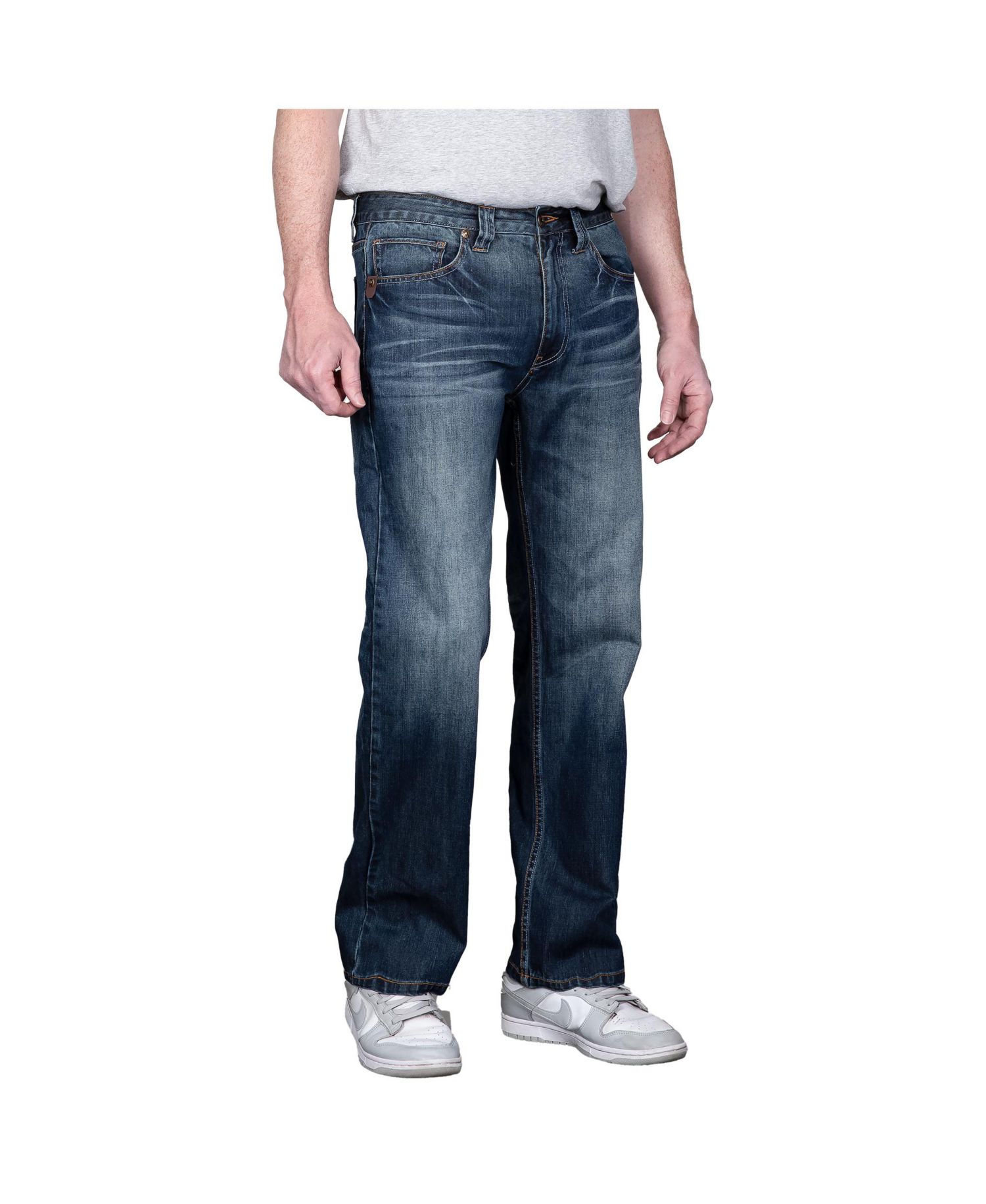 Men's Relaxed Bootcut Basic 5-Pocket Distressed Denim Jeans