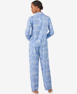 Women's Long-Sleeve Notch Collar Top and Pants Pajama Set