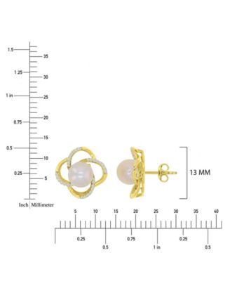 Imitation Pearl Stud Earrings in 14k Yellow Gold Over Sterling Silver