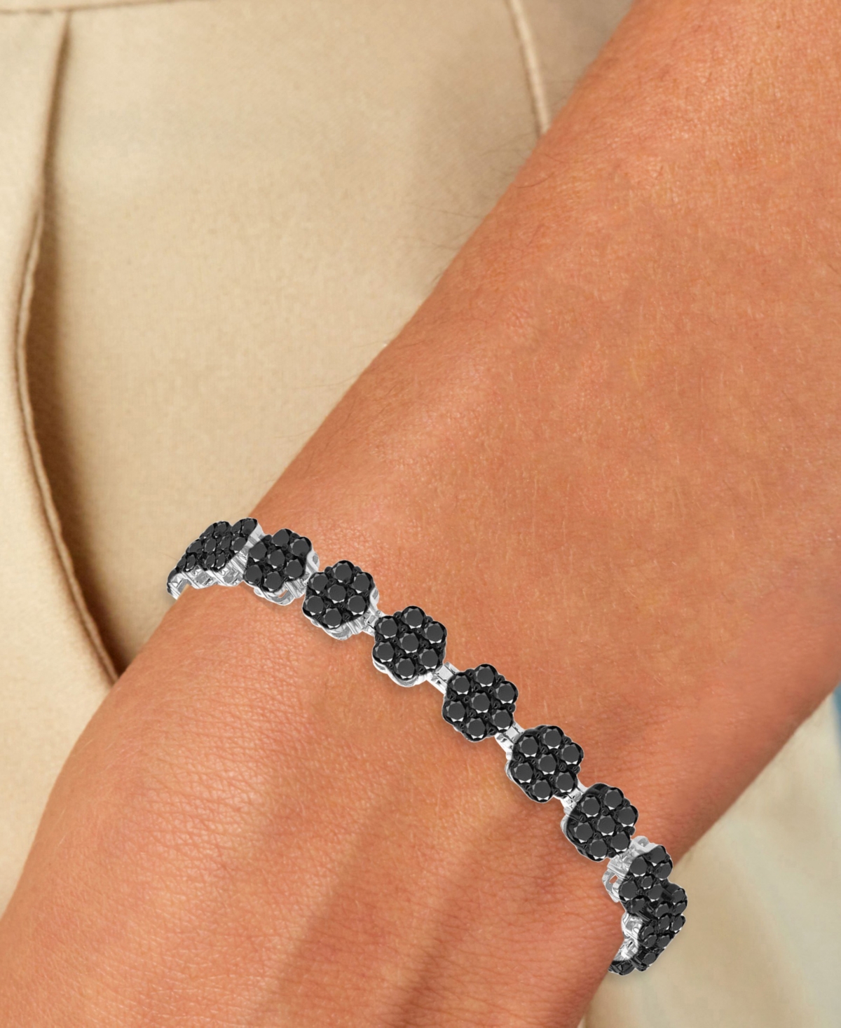 Macy's Black Spinel Tennis Bracelet in Black Rhodium Over Sterling Silver