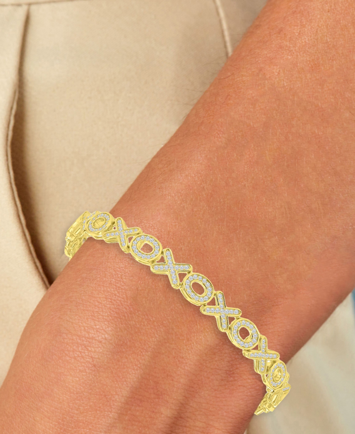 Macy's Cubic Zirconia Bracelet in 14k Yellow Gold Over Sterling Silver